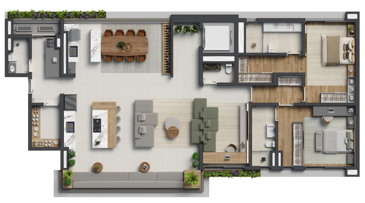 198 m² - 2 suítes - 3 vagas