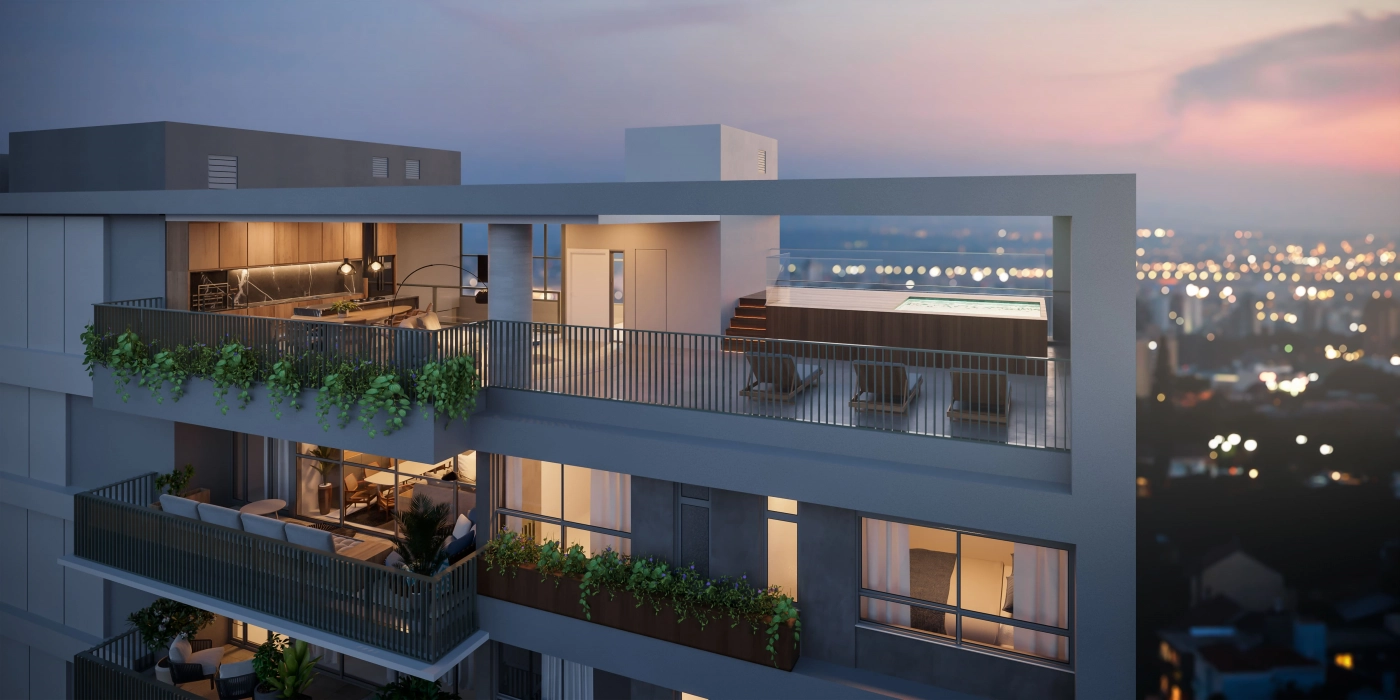 360 m² - Duplex - 3 suítes - Perspectiva ilustrada da Fachada