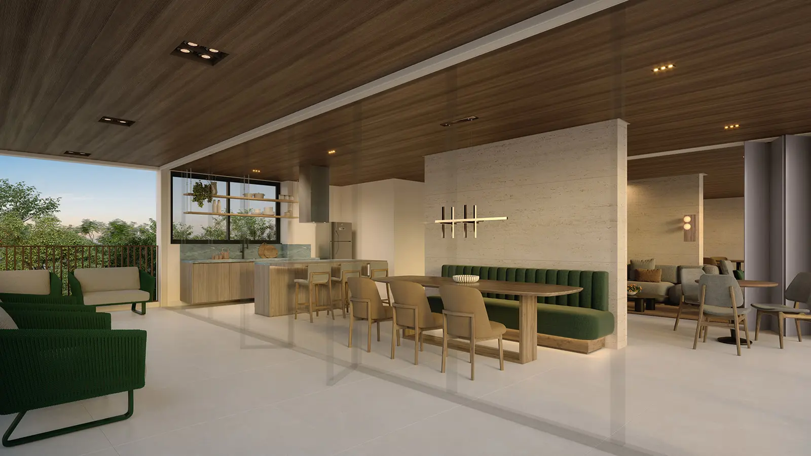 Perspectiva ilustrada do Espaço Gourmet