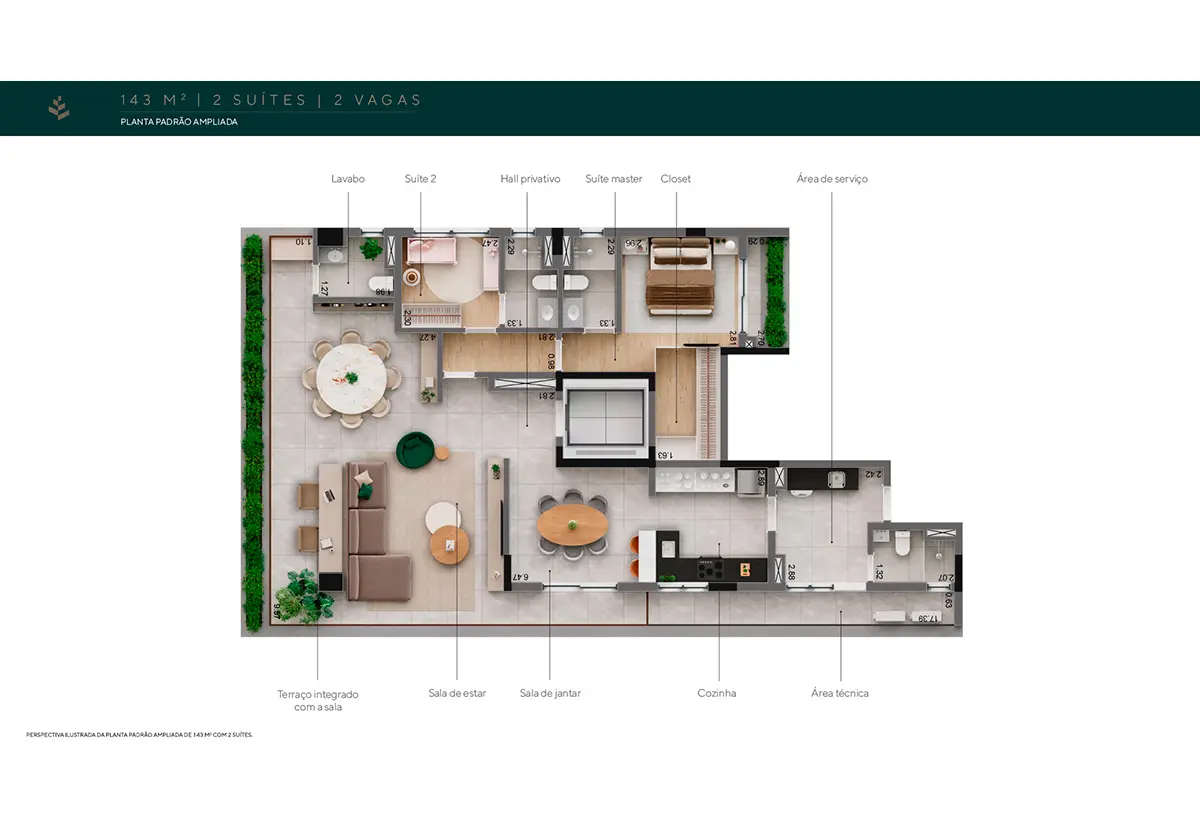 143 m² - 2 suítes - 2 vagas