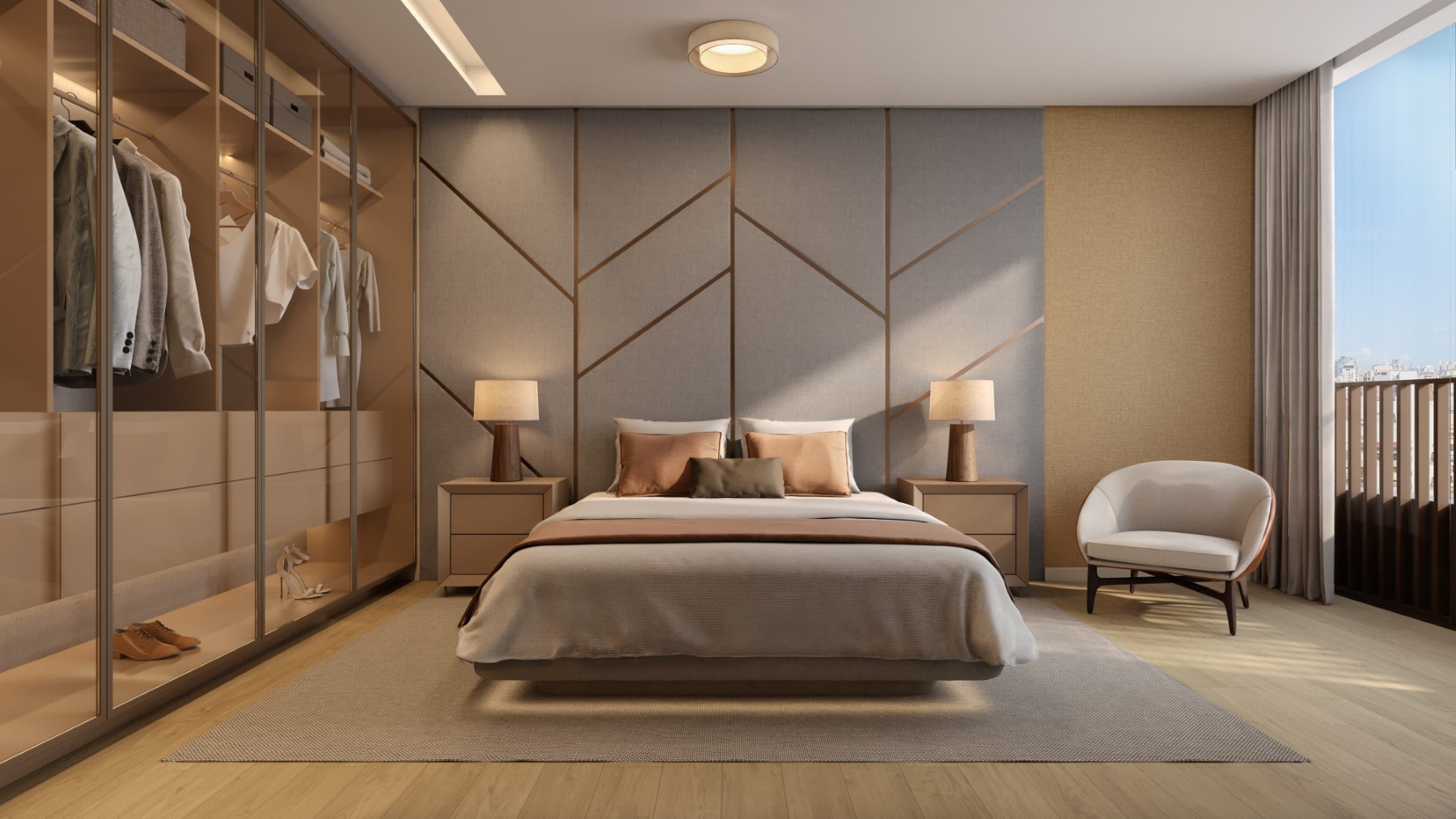 Perpesctiva ilustrada da Suíte Master (182 m² - 3 suítes - 2 ou 3 vagas)